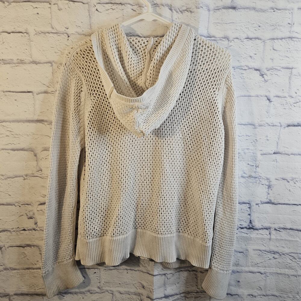 Columbia White Mesh 100% Cotton Zip Up Sweater | Large - Picture 4 of 6
